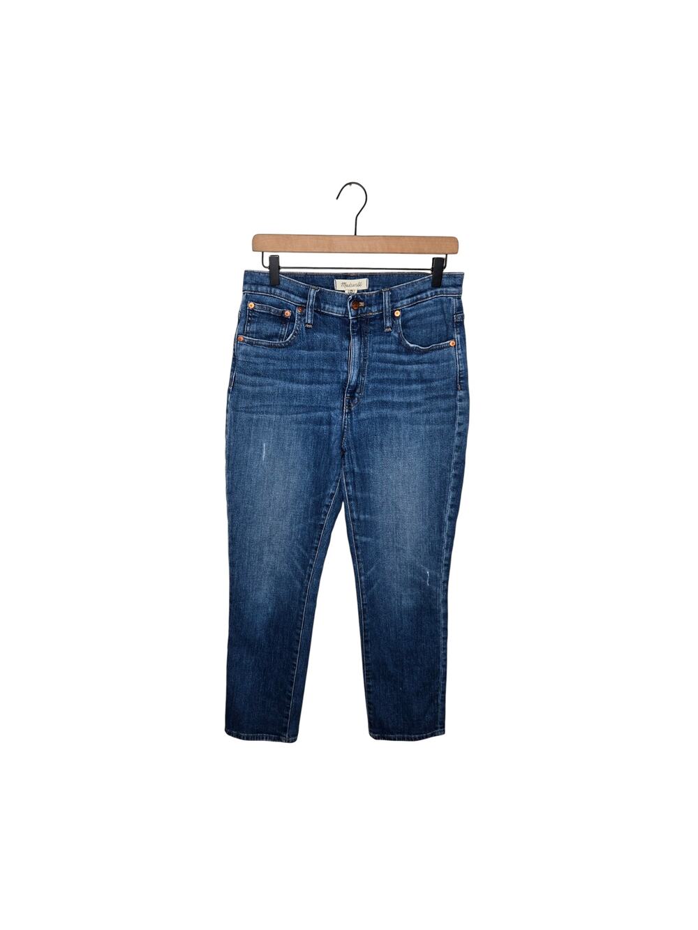 MADEWELL The High-Rise Slim Crop Boy Jean Medium Blue Wash Size 28